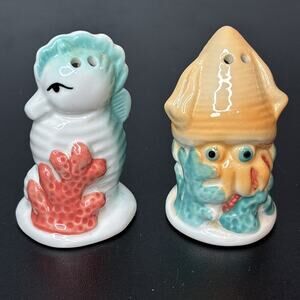 Cracker Barrel Salt & Pepper Shakers Lot Of 2 Sea Animal Squid Seahorse Beach